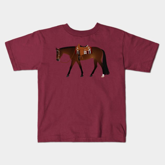 Bay Western Pleasure Horse - Equine Rampaige Kids T-Shirt by Equine Rampaige